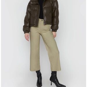 Oak + Fort Tan Wide-Leg Ankle Pants